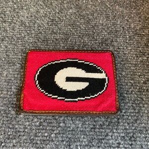 Smarthers & Branson Needlepoint Leather Card Wallet Georgia Bulldogs UGA Logo
